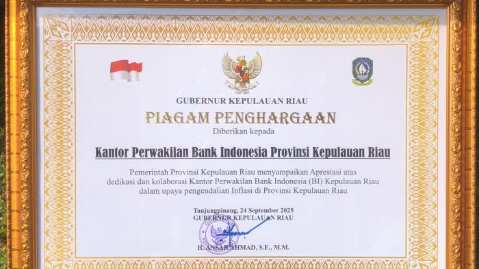 Bank Indonesia Kepri Peroleh Dua Penghargaan di Hari Jadi ke-23 Provinsi, Bukti Sinergitas Nyata